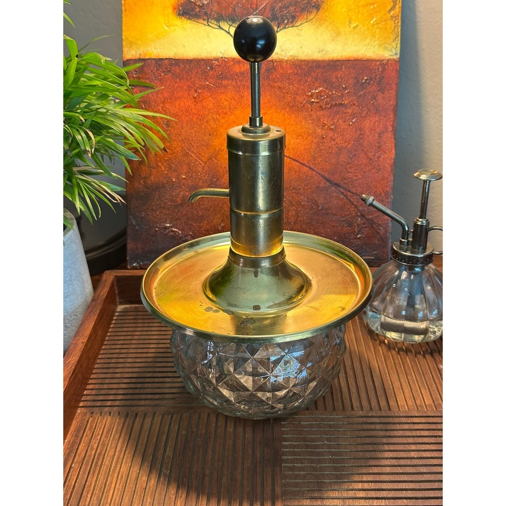 Vintage Park Industries Glass and Brass Decanter Pump Dispenser Mid Century - Picture 3 of 10